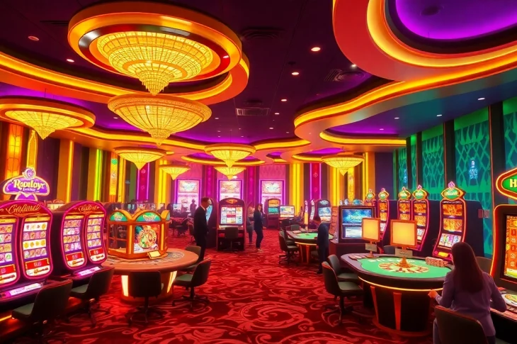 Experience the excitement of playing at happyluke's vibrant online casino with lively games and chic decor.