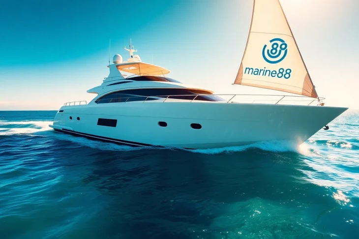 Experience excitement with marine88 as a luxury yacht sails through a tropical paradise.