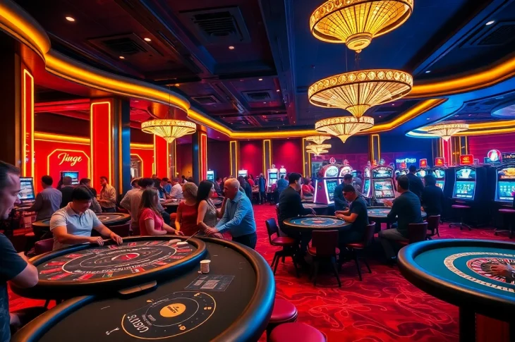 Experience the thrill of the Ku Casino with lively gaming tables and vibrant atmosphere.