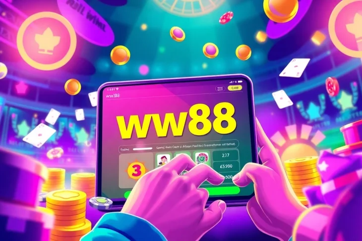 Experience the excitement of betting with ww88, featuring a user interacting with a dynamic betting app.