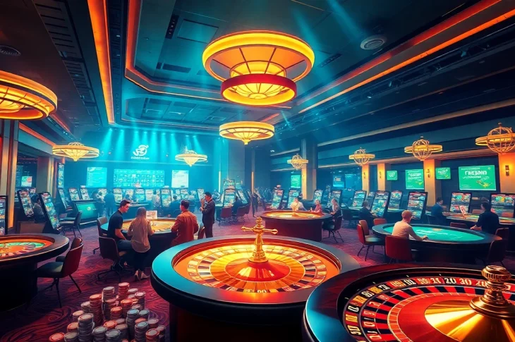 Experience a thrilling gaming atmosphere on https://shbettt.net/ with vibrant casino gaming tables.