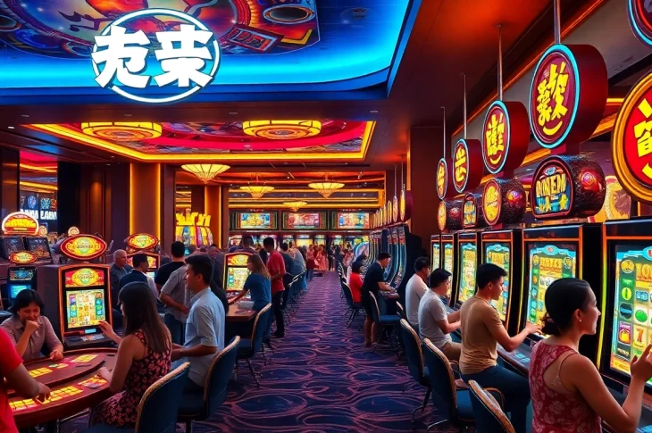 Experience the thrill of สล็อตเว็บตรง in a vibrant casino setting filled with diverse, engaged players.