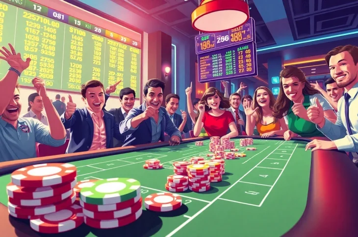 xóc đĩa_x000D_ betting table filled with colorful chips, showcasing excitement in sports betting.