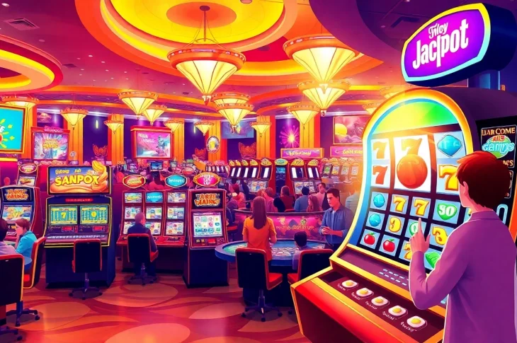 Explore thrilling เว็บสล็อต games with vibrant slot machines and lively players in an exciting online casino.