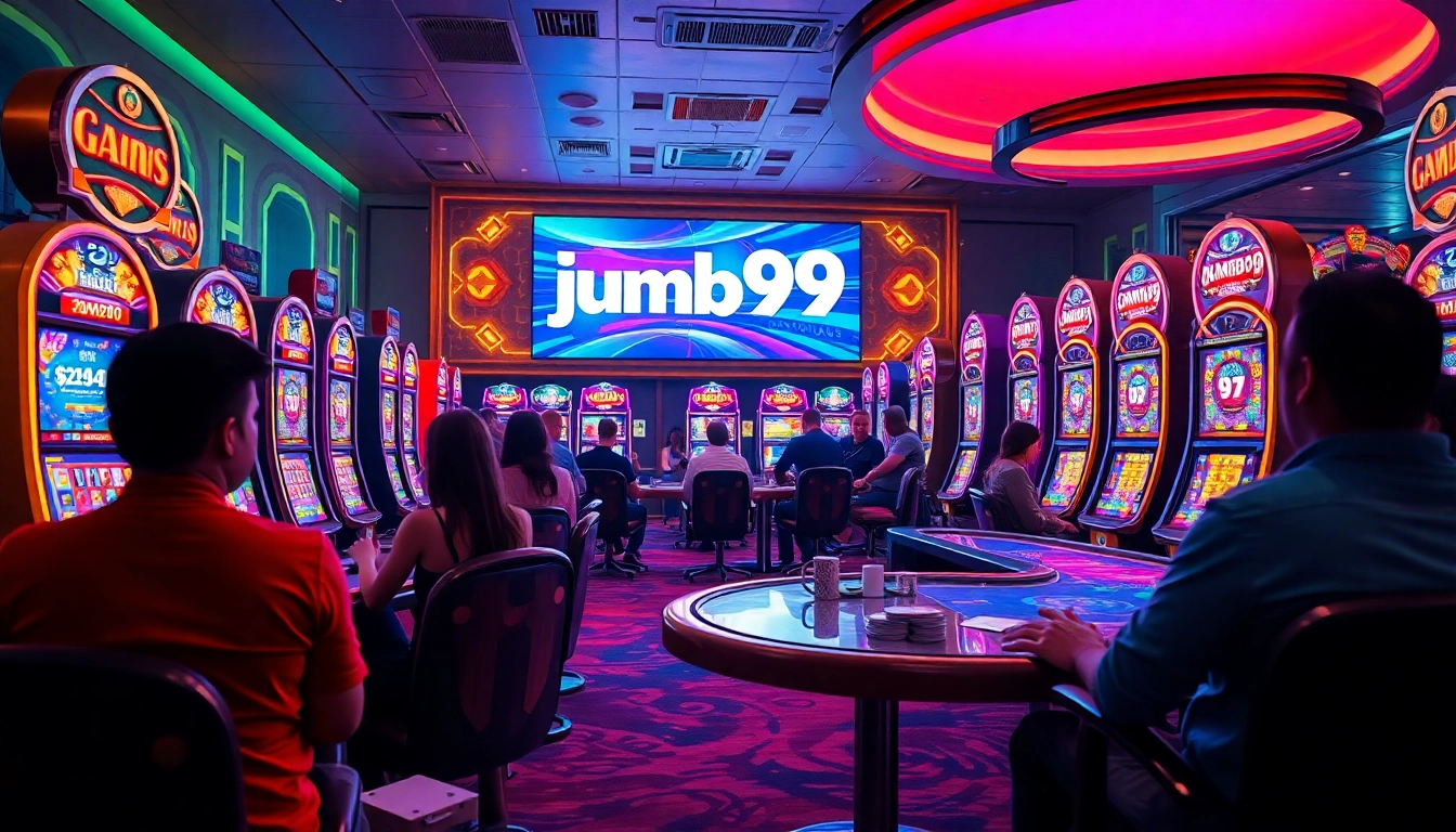 Engage with the thrilling casino atmosphere at jumbo99 with vibrant gaming elements and lively players.