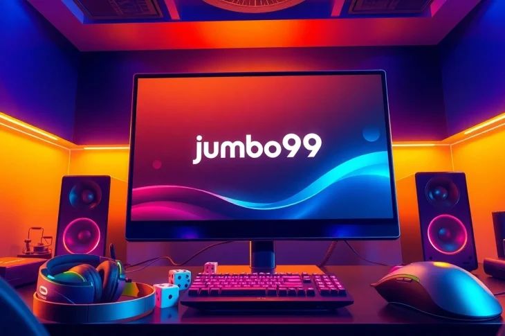 Engage in thrilling gameplay with jumbo99 on a vibrant gaming setup.