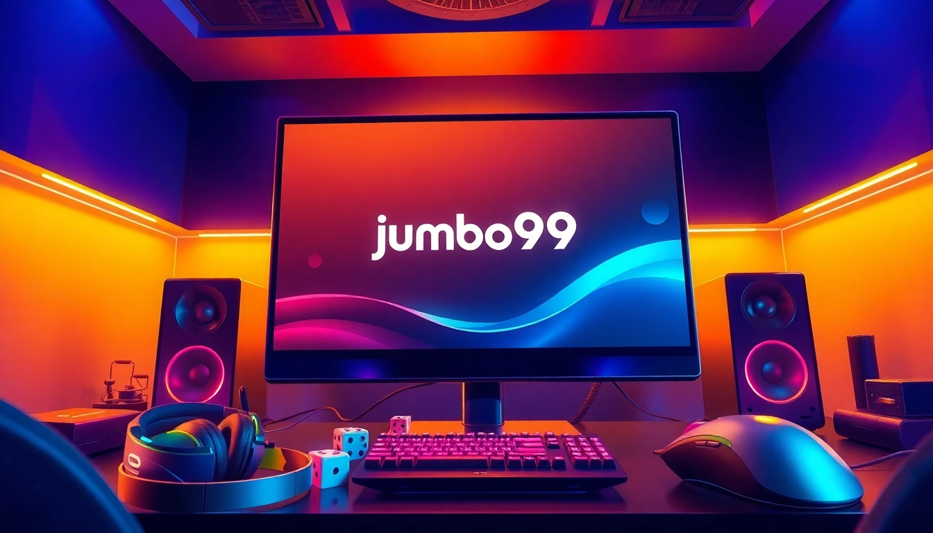 Engage in thrilling gameplay with jumbo99 on a vibrant gaming setup.