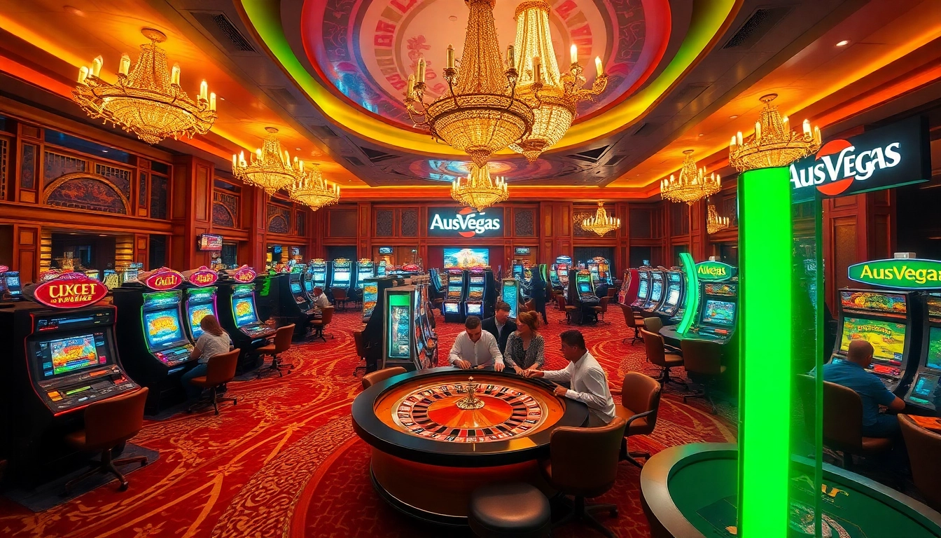 Experience the lively atmosphere of AusVegas Casino with players at the roulette table.