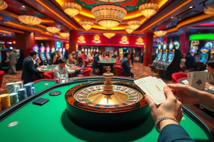 Experience the excitement of a live casino with "top nhà cái uy tín" at a vibrant roulette and blackjack table.