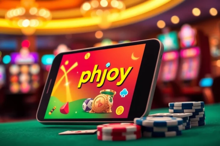 Engage with the phjoy app interface on a smartphone, exploring thrilling casino games.