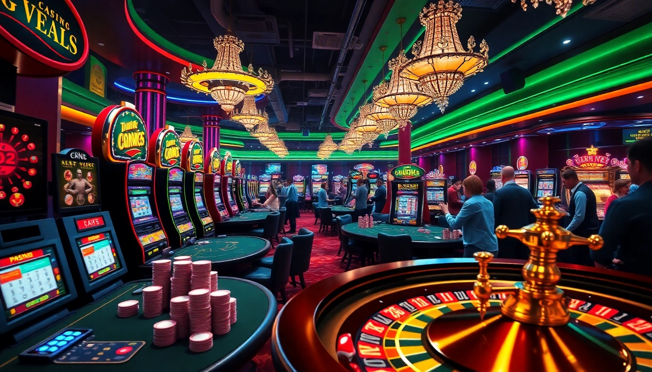 Experience thrilling action at a casino featuring top nhà cái uy tín with vibrant slots and poker tables.