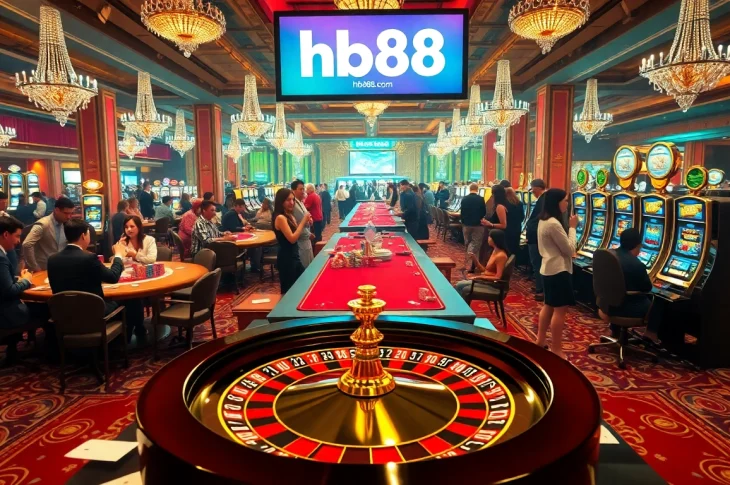 The vibrant gaming scene at https://hb88bet.biz/ showcases enthusiastic players enjoying roulette and poker games.