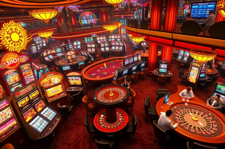 Experience the excitement of SHBET cruises with vibrant casino tables and lively players.