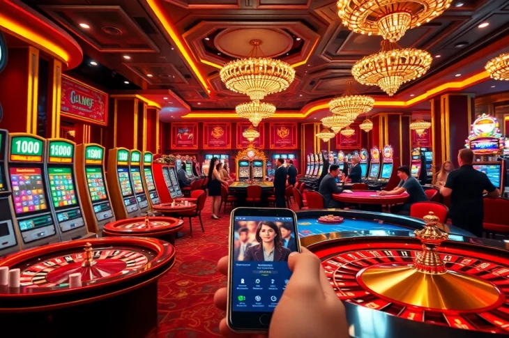 Engage in thrilling casino fun with Bong Da Lu Fun, featuring vibrant slot machines and lively players at the poker tables.
