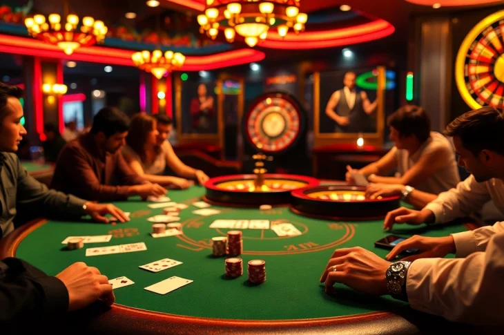 Experience dynamic gambling excitement with an AI chat sex interface at a poker table, emphasizing tech integration in casinos.