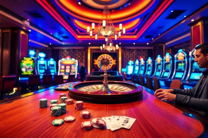 Experience the thrill of gaming at https://123bvi.org/ with vibrant casino interiors featuring poker tables, roulette wheels, and slot machines.