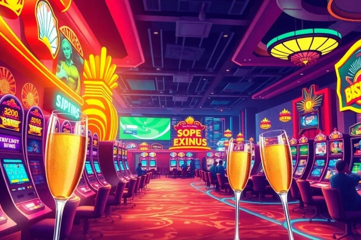 Explore deneme bonusu veren siteler with vibrant casino visuals showcasing excitement and bonuses.