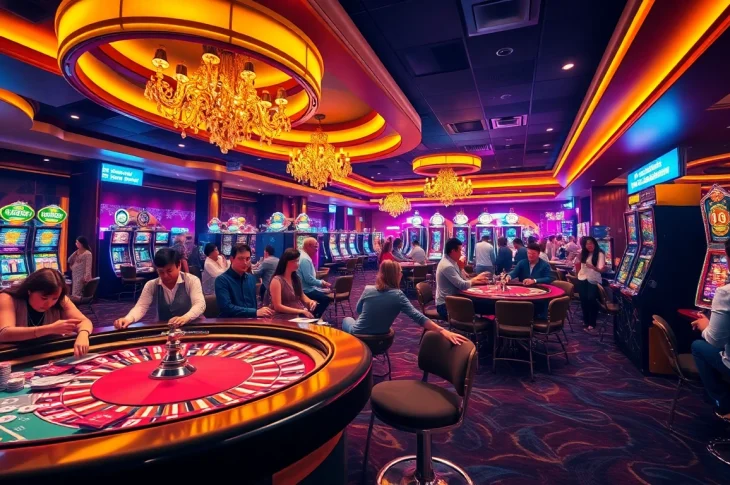 Players enjoying a thrilling casino experience at https://hb88bet.biz/ with poker chips and blackjack tables.