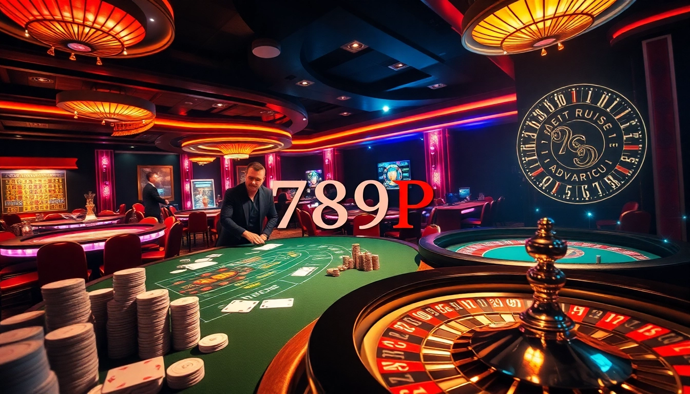 Experience thrilling gameplay at 789P, featuring vibrant casino tables and players immersed in gambling excitement.