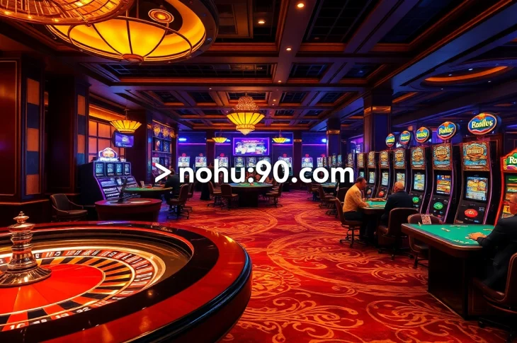 Experience the exhilarating atmosphere of gambling at Nohu90 with intense poker games and vibrant slot machines.