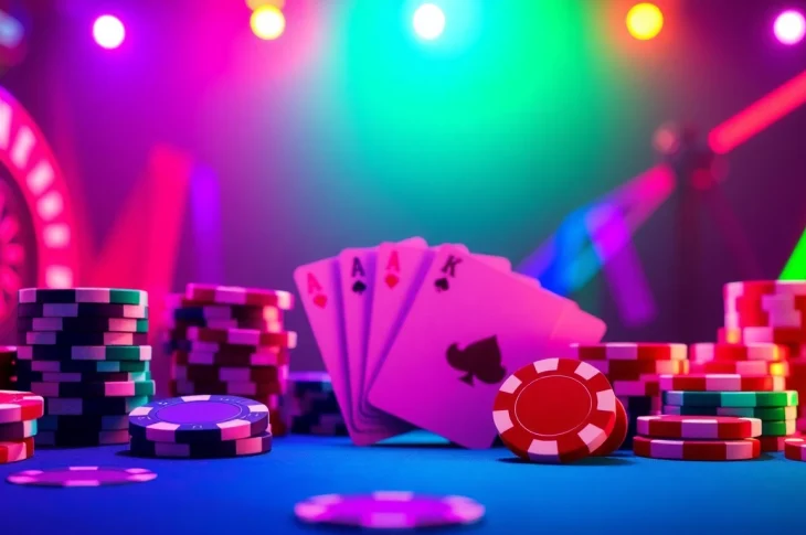 Play poker chips and cards to promote an exciting QQ88BET gaming experience.