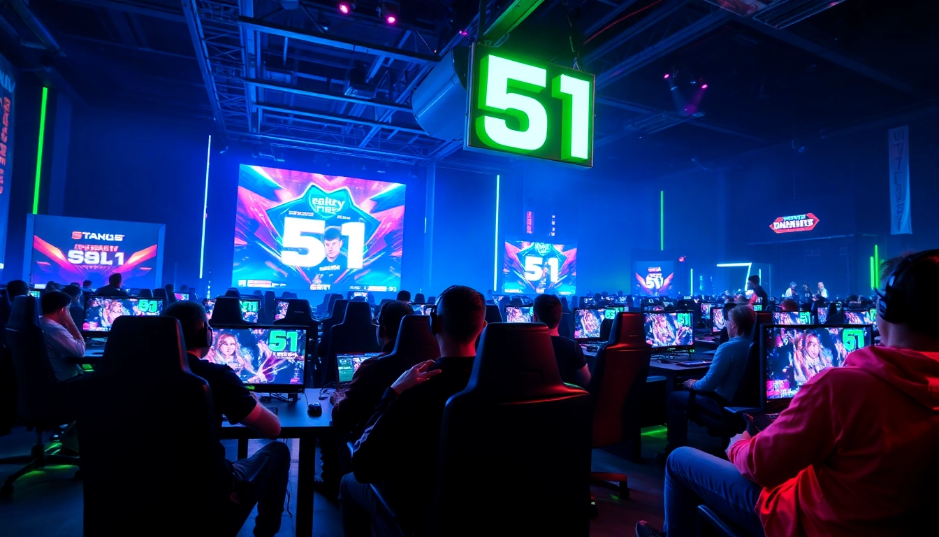 Players actively enjoying the 51 game, showcasing an immersive esports experience with vibrant visuals.